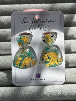 24k Gold with Rainbow Moonstone or Amazonite & Rainbow Moostone Stud