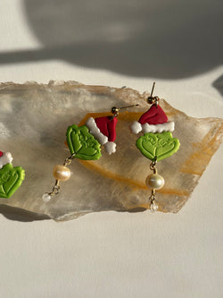 Moonstone & Pearls Grinch Earrings